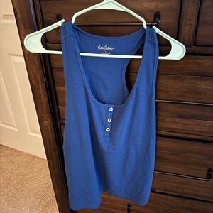 Lilly Pulitzer blue tank top with gold buttons size large! BRAND NEW